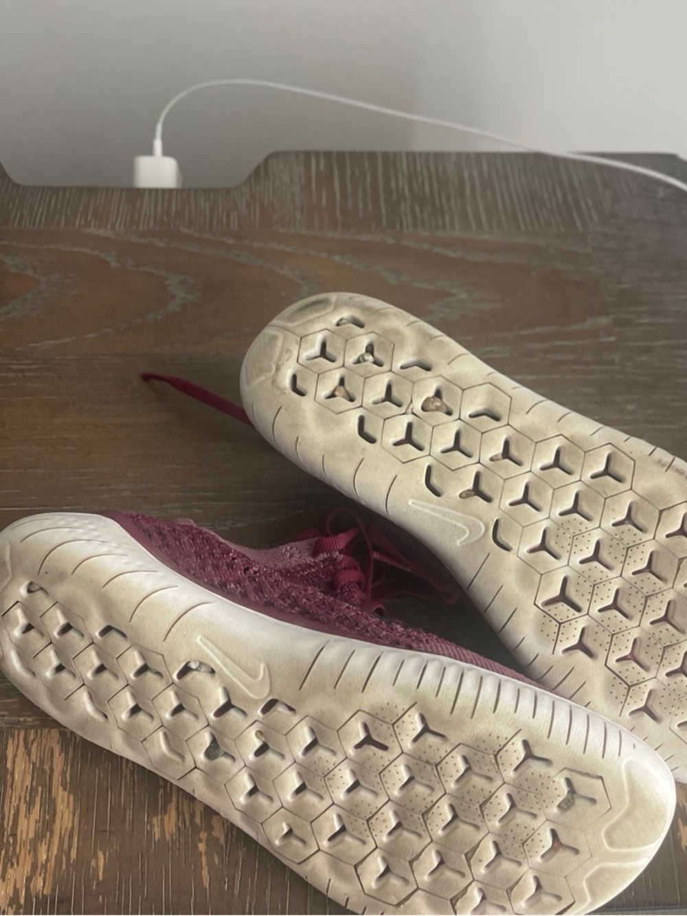Nike Women’s Maroon Knit Athletic Shoes with Cream Soles
